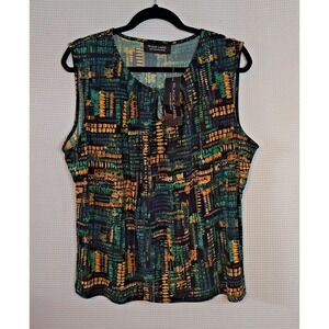 NWT Black Label Evan Picone XL Abstract Sleeveless Top Officecore Bold Splashy